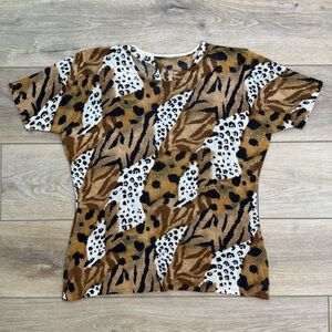 Vintage Cashmere Animal‎ Print Top